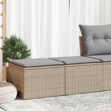 vidaXL 2 Piece Garden Sofa Set with Cushions Beige Poly Rattan Acacia (1/5)