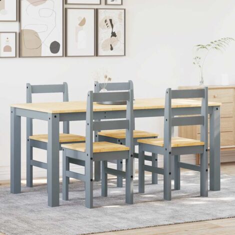 vidaXL Ensemble à manger Panama 5 pcs gris bois de pin massif