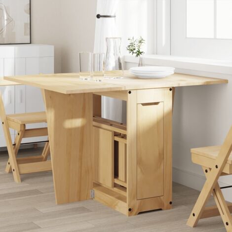 Vidaxl – Table à manger pliante Corona 114x92 cm – Bois de pin massif – Cire marron miel – Plateau à abattants – Assemblage requis