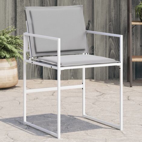vidaXL Garden Chairs with Cushions 4 pcs White Steel and Textilene (1/5)