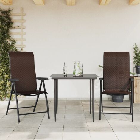 vidaXL Folding Chairs 2 pcs Brown Poly Rattan (1/5)