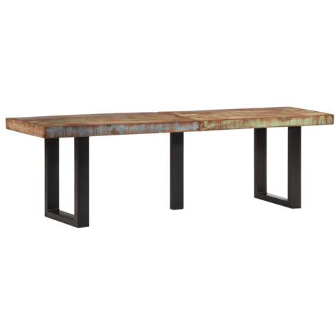 Vidaxl – Banc de jardin 160 cm en bois massif recyclé et acier – Style industriel – Pour salle à manger ou entrée – Unique et fait main