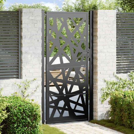 vidaXL Portail de jardin noir 105x205 cm acier conception de lumière (1/5)