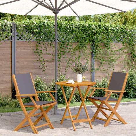 vidaXL 3 Piece Bistro Set Anthracite Fabric and Solid Wood (1/5)