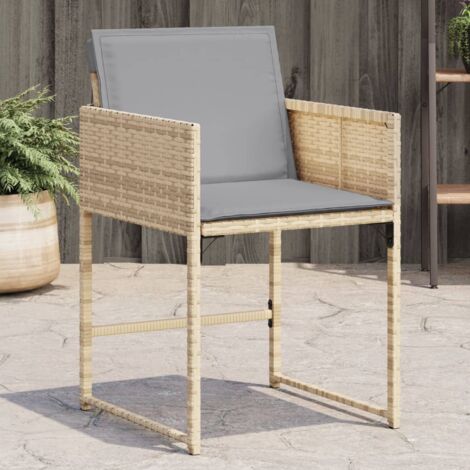 vidaXL Garden Chairs with Cushions 4 pcs Mix Beige Poly Rattan (1/5)