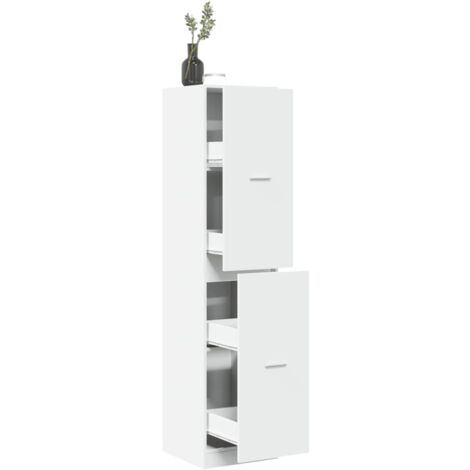 Vidaxl – Armoire d'apothicaire blanche 40x41x174,5 cm – Bois d'ingénierie durable – 4 tiroirs avec glissières en métal – Pour rangement organisé