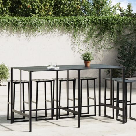 Vidaxl – Table de bar noir 200x100x110 cm – Acier enduit de poudre résistant à la rouille – Design élégant pour intérieur et extérieur