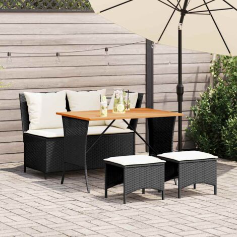 vidaXL 4 Piece Garden Dining Set with Cushions Black Poly Rattan (1/5)