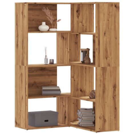 Vidaxl – Bibliothèque d'angle 4 niveaux en bois d'ingénierie – Dimensions 85x85x140 cm – Résistante à l'humidité et déformation – Assemblage en L possible
