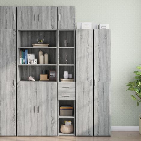 vidaXL Slim Storage Cabinet Grey Sonoma 30x42,5x225 cm Engineered Wood