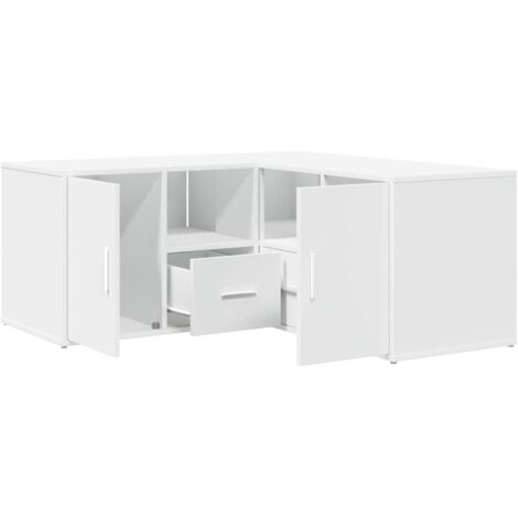 Vidaxl – Armoire d'angle blanc 160x40x45 cm – Bois d'ingénierie – 2 modes d'assemblage – Capacité de charge 90 kg – Facile à entretenir (1/5)