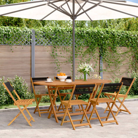 vidaXL Folding Chairs 6 pcs Black Solid Wood Acacia (1/5)