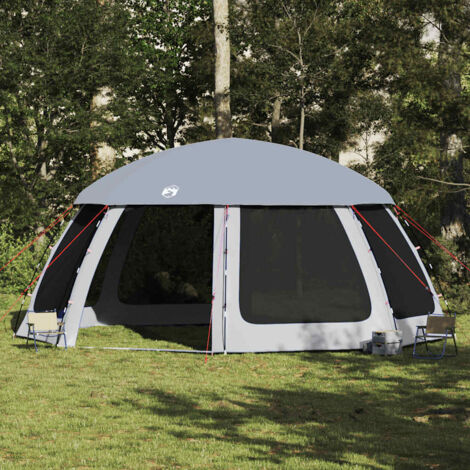 vidaXL Tente piscine toit amovible parois maille gris 612x612 cm