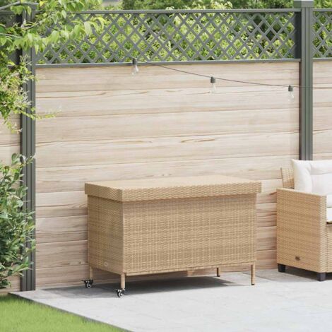 Vidaxl – Coffre de jardin en résine tressée – Dimensions 110x55x73 cm – Sac intérieur résistant à l'eau – 2 roues verrouillables pour mobilité (1/5)