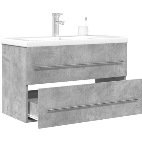 vidaXL Ensemble de meubles de salle de bain 2 pcs gris béton