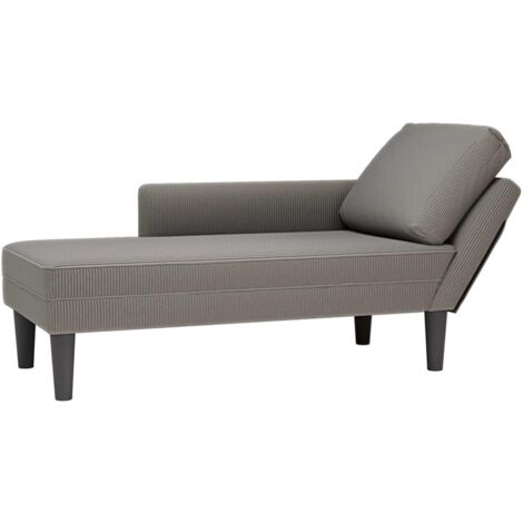 Vidaxl – Chaise longue méridienne avec coussin gris clair – Tissu velours côtelé 80% polyester – Dimensions 132 x 56 x 70 cm – Hauteur assise 35 cm