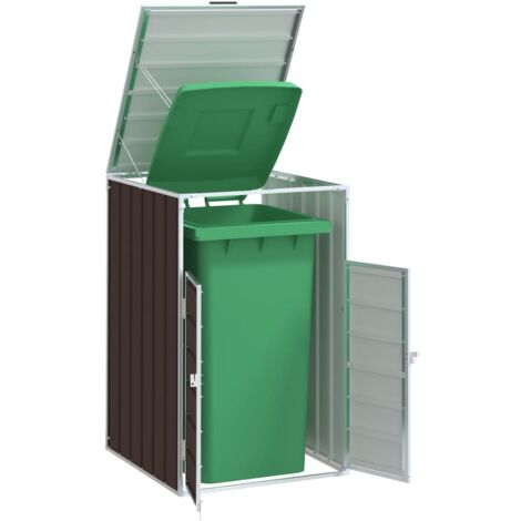 Rangement à roulettes pour poubelles pour bac unique acier vidaXL
