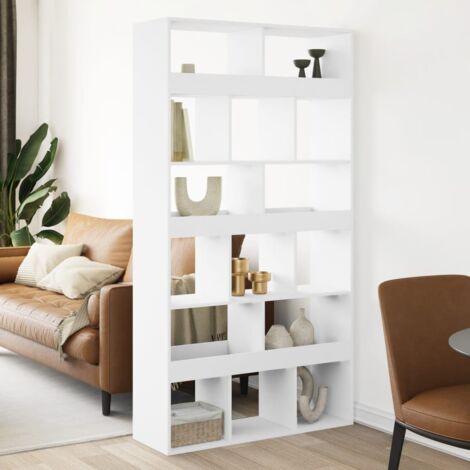 Vidaxl – Cloison de séparation blanche 100x33x187,5 cm – Bois d'ingénierie avec 15 compartiments – Résistance à l'humidité – Étagère polyvalente