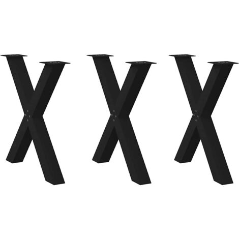 vidaXL Dining Table Legs X-Shaped 3 pcs Black 70x(72-73) cm Steel