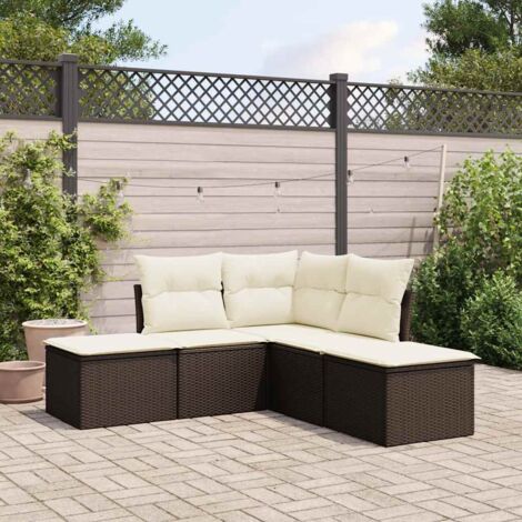 vidaXL Salon de jardin avec coussins 5 pcs marron résine tressée (1/3)