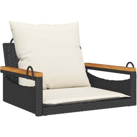vidaXL Balancelle avec coussins noir 63x62x40 cm résine tressée