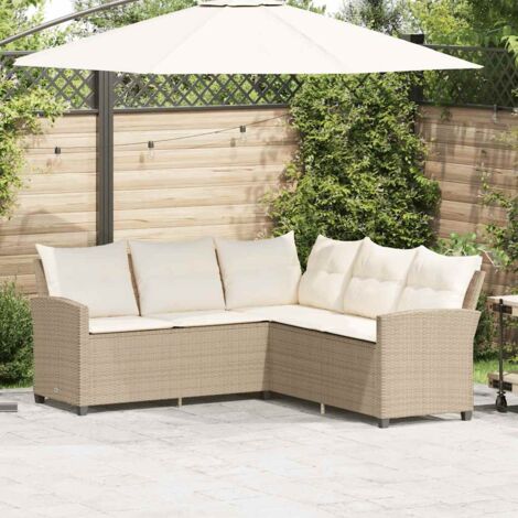 Vidaxl – Canapé de jardin en L 184x184cm – Résine tressée beige – Coussins amovibles – Résistant aux intempéries et UV (1/5)