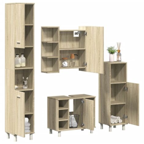 vidaXL Ensemble de meubles de salle de bain 4 pcs chêne sonoma (1/5)