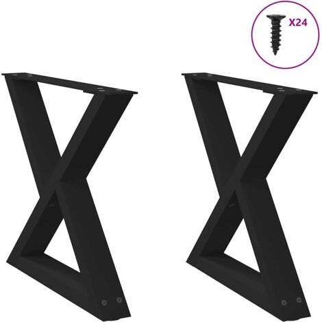 vidaXL Coffee Table Legs 2 pcs Black 60x(42-43,3) cm Steel