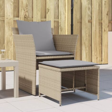 vidaXL Garden Chair with Footstool Beige Poly Rattan (1/5)