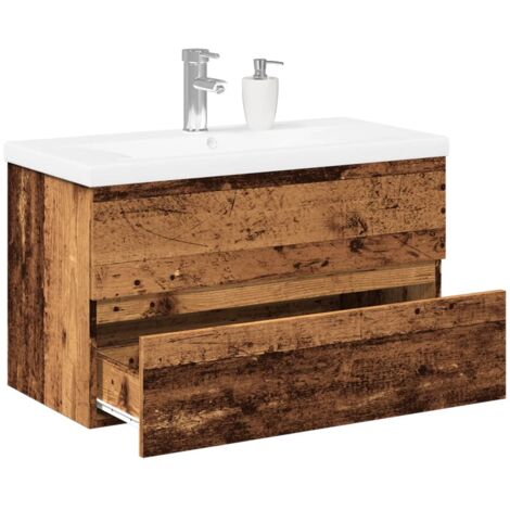 vidaXL Sink Cabinet with Built-in Basin Old Wood (1/5)
