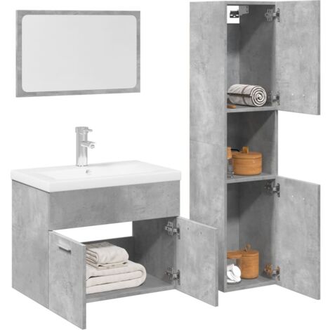 vidaXL Ensemble de meubles de salle de bain 4 pcs gris béton (1/5)