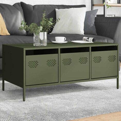 vidaXL Coffee Table Olive Green 101,5x50x43,5 cm Cold-rolled Steel (1/5)