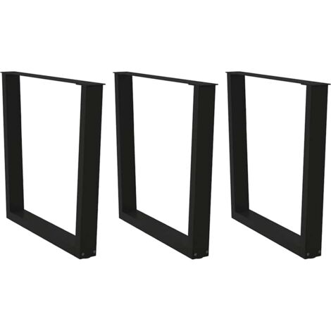 Pieds de table à manger en V 3 pièces Noir 80 x (72-73,3) cm Acier vidaXL