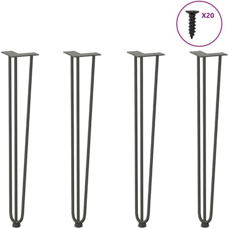 Pieds en épingle à cheveux pour consoles, lot de 4, anthracite, 72 cm, acier massif vidaXL