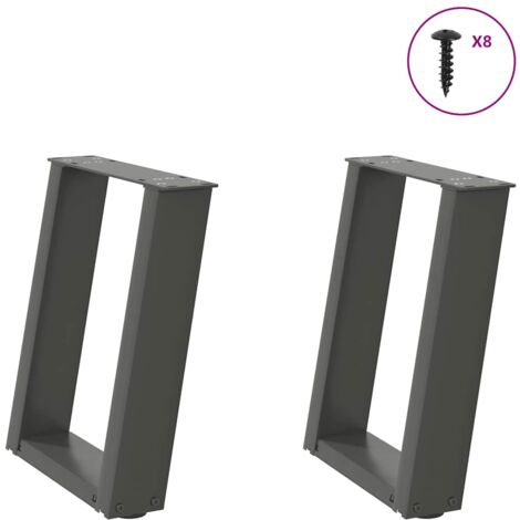 Pieds de table basse en U 2 pièces Anthracite 28 x (42-43) cm Acier vidaXL