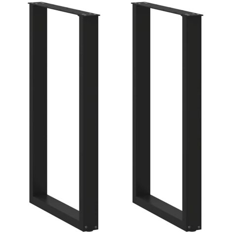 vidaXL Bar Table Legs U-Shaped 2 pcs Black 60x(100-101) cm Steel (1/6)