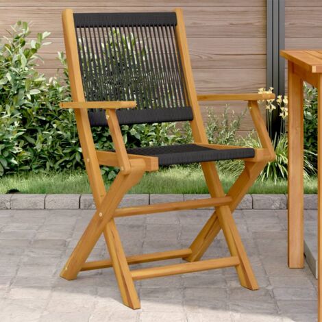 Chaises de jardin lot de 2 noir bois d'acacia et polypropylène vidaXL