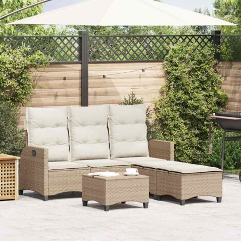 vidaXL 3 Piece Garden Sofa Set with Cushions L-shaped Beige Poly Rattan (1/5)