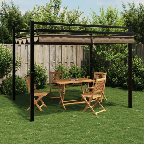 vidaXL Garden Gazebo with Retractable Roof Taupe 3x3 m Aluminium (1/5)