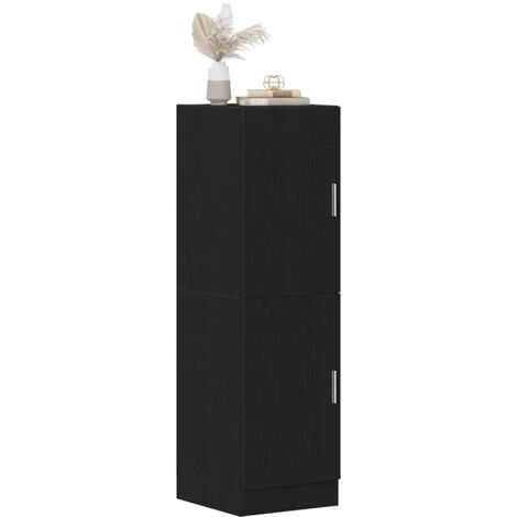 Vidaxl – Armoire de cuisine noire 38x41,5x131,5 cm – Bois d'ingénierie – 2 portes – Grand espace de rangement – Assemblage flexible