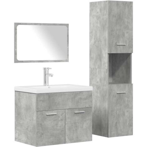 vidaXL Ensemble de meubles de salle de bain 4 pcs gris béton (1/6)