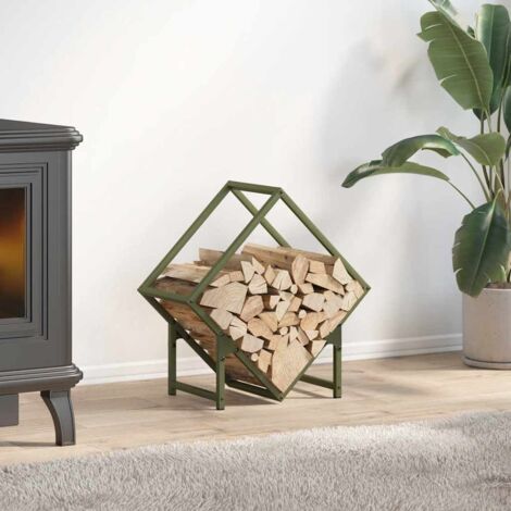 vidaXL Portant de bois chauffage vert olive 50x25x50 cm (1/5)