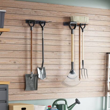 vidaXL Supports muraux pour outils de jardin 2 pcs noir acier