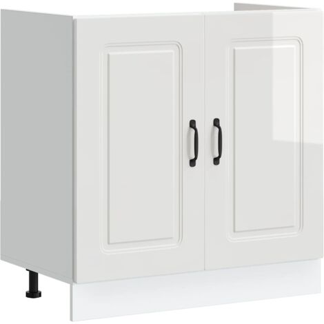 vidaXL Sink Base Cabinet "Kalmar" High Gloss White 80x46x81,5 cm Engineered Wood