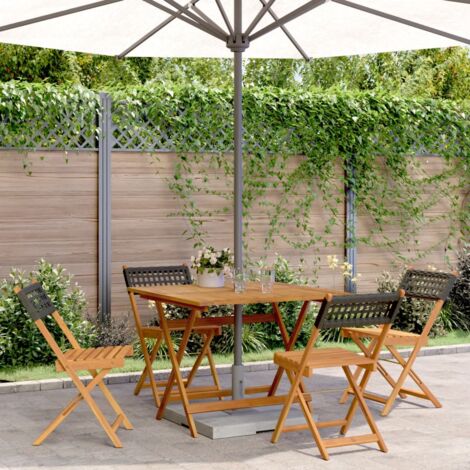 vidaXL 5 Piece Garden Dining Set Black Poly Rattan and Solid Wood (1/5)