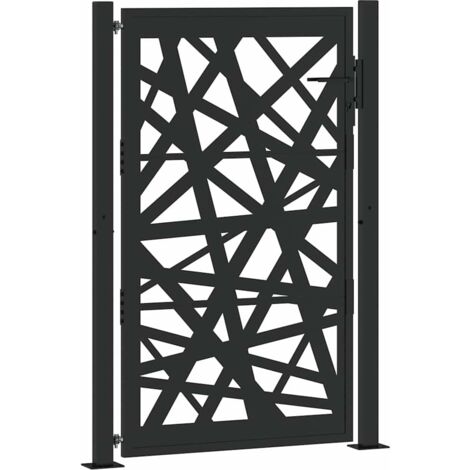 Vidaxl – Portail aluminium noir 100x150 cm – Acier galvanisé résistant à la corrosion – Design découpé au laser – Système de verrouillage sécurisé