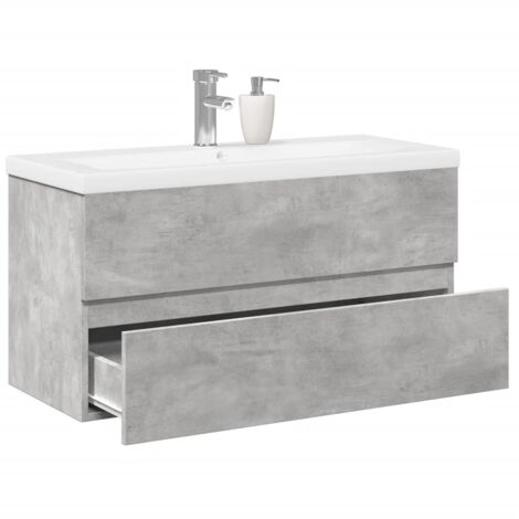 vidaXL 2 Piece Bathroom Furniture Set Concrete Grey Engineered Wood (1/5)