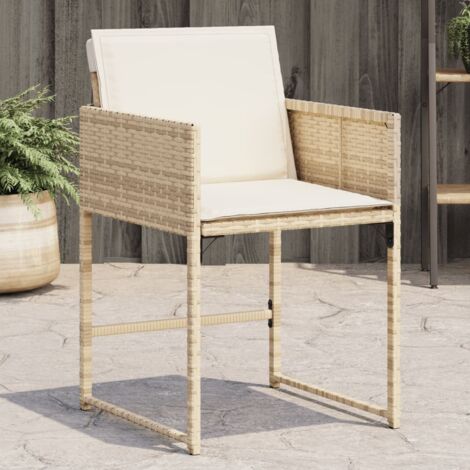 vidaXL Garden Chairs with Cushions 4 pcs Beige Poly Rattan (1/5)