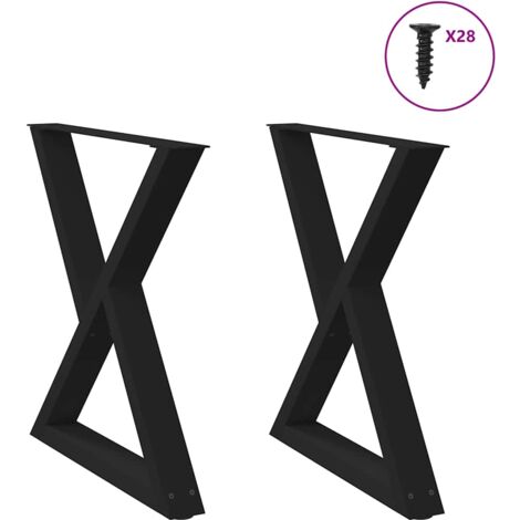 vidaXL Pieds de table à manger 2 pcs noir 70x(72-73,3)cm acier