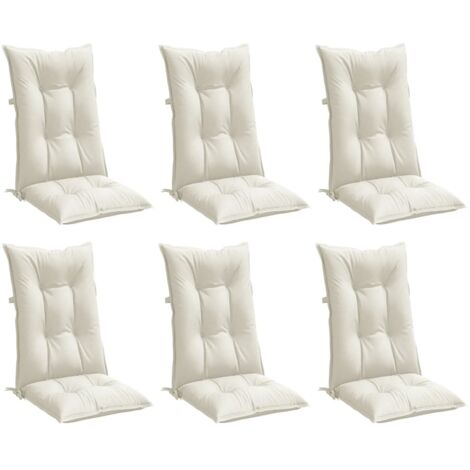 vidaXL Highback Chair Cushions 6 pcs Melange Cream 120x50x7 cm Fabric